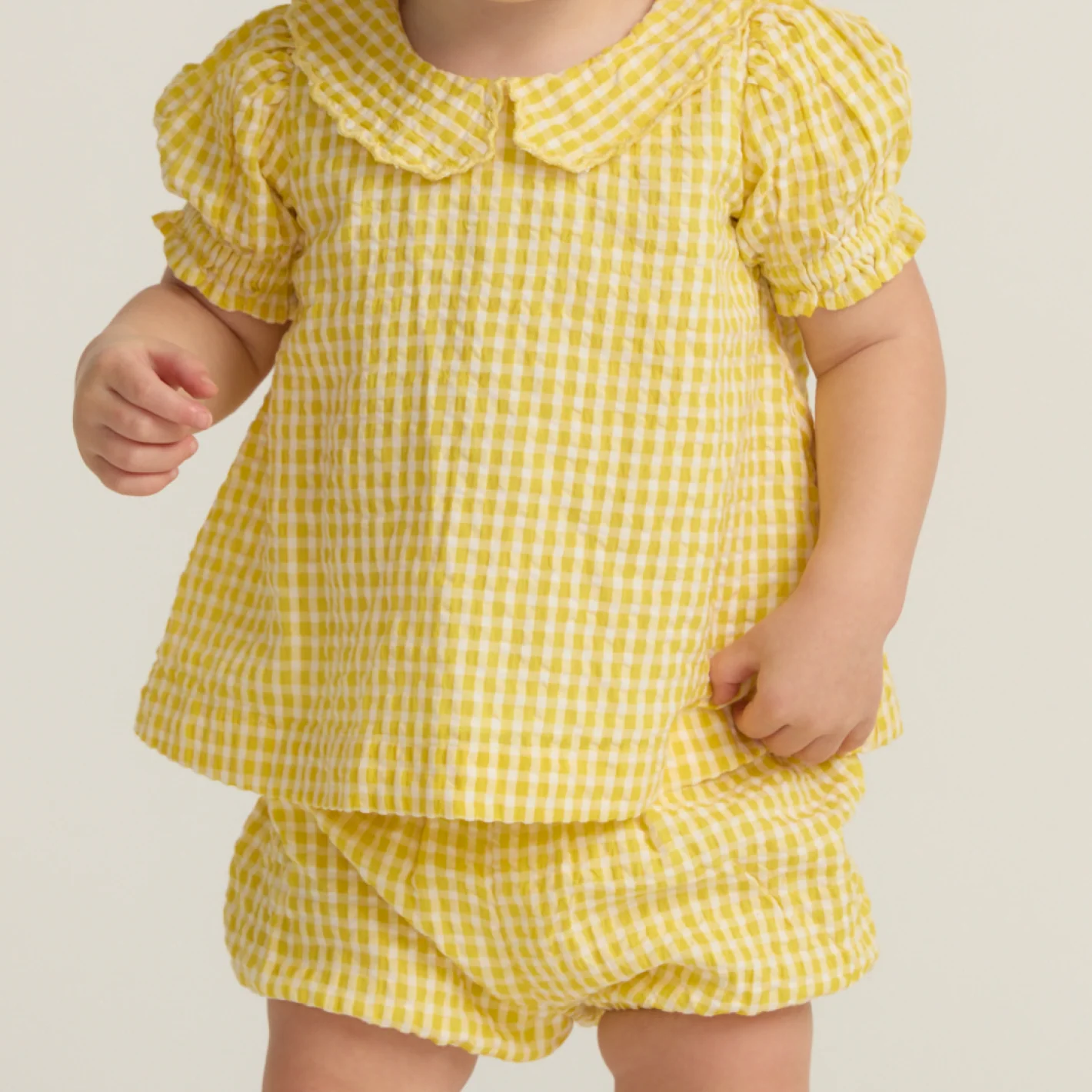 baby girls soleil gingham puff sleeve top and bloomer set - Image 4