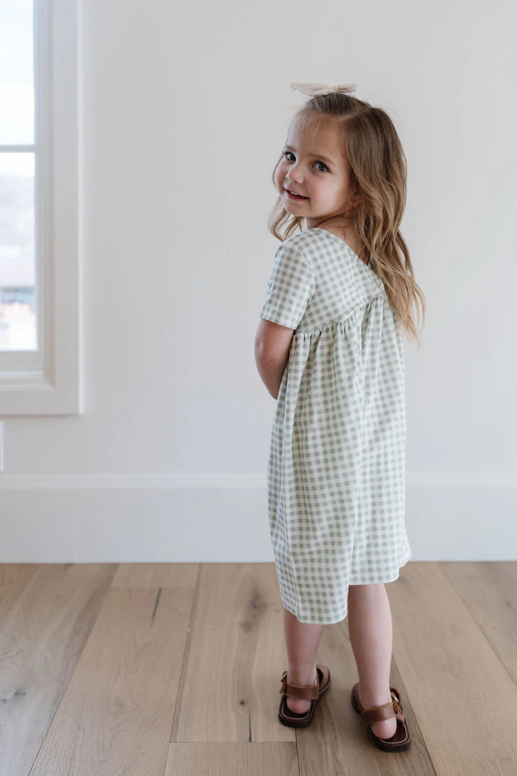 Crosstop Dress in Juniper Gingham - Image 4