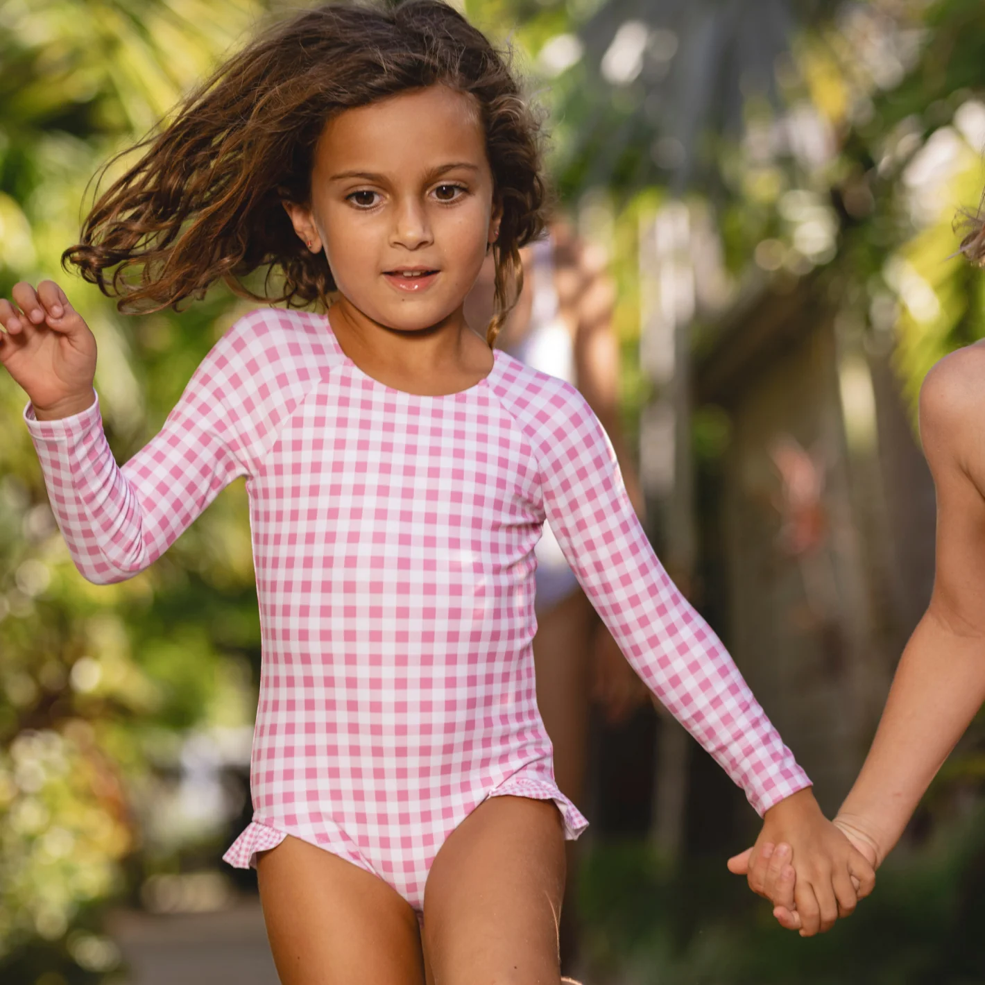 girls blush gingham rashguard one piece - Image 4