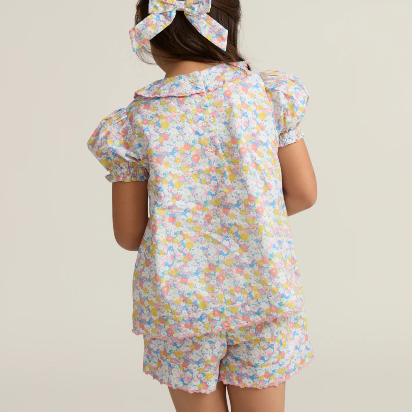 girls jasmine blossom puff sleeve top and short set - Image 4