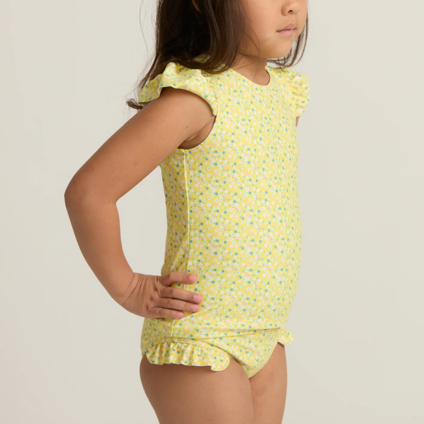 girls petite fleur cap sleeve rashguard set - Image 3