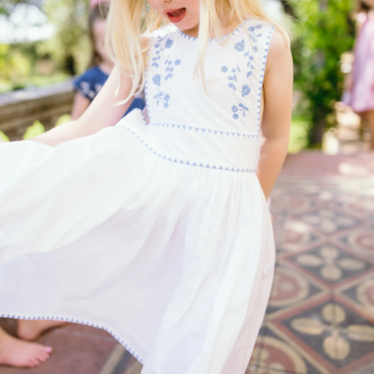 girls white embroidered pinafore dress - Image 2