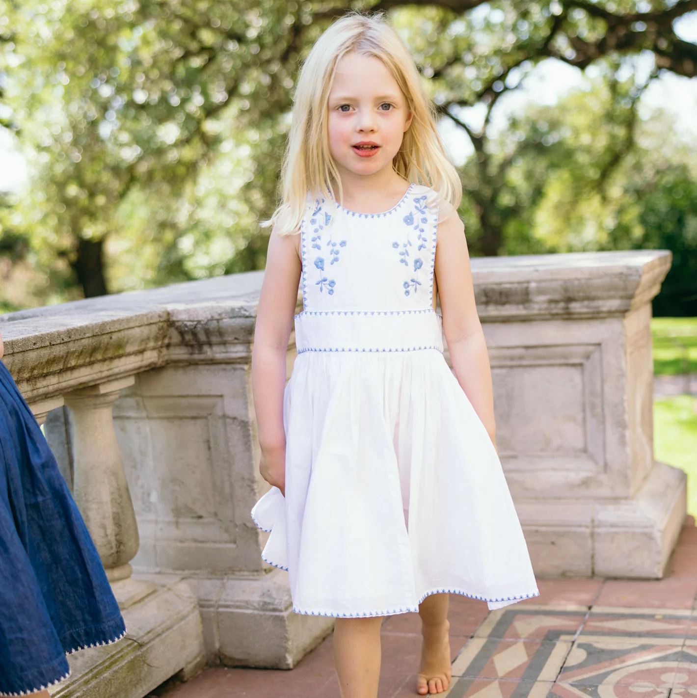 girls white embroidered pinafore dress - Image 4