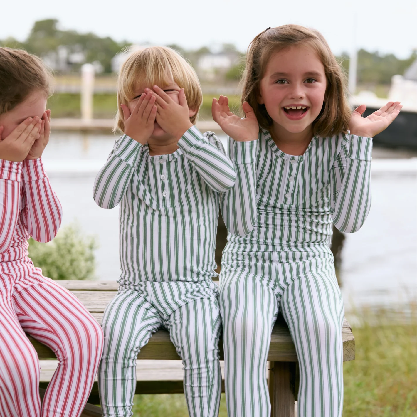 unisex boxwood ticking stripe pima pajamas set - Image 4