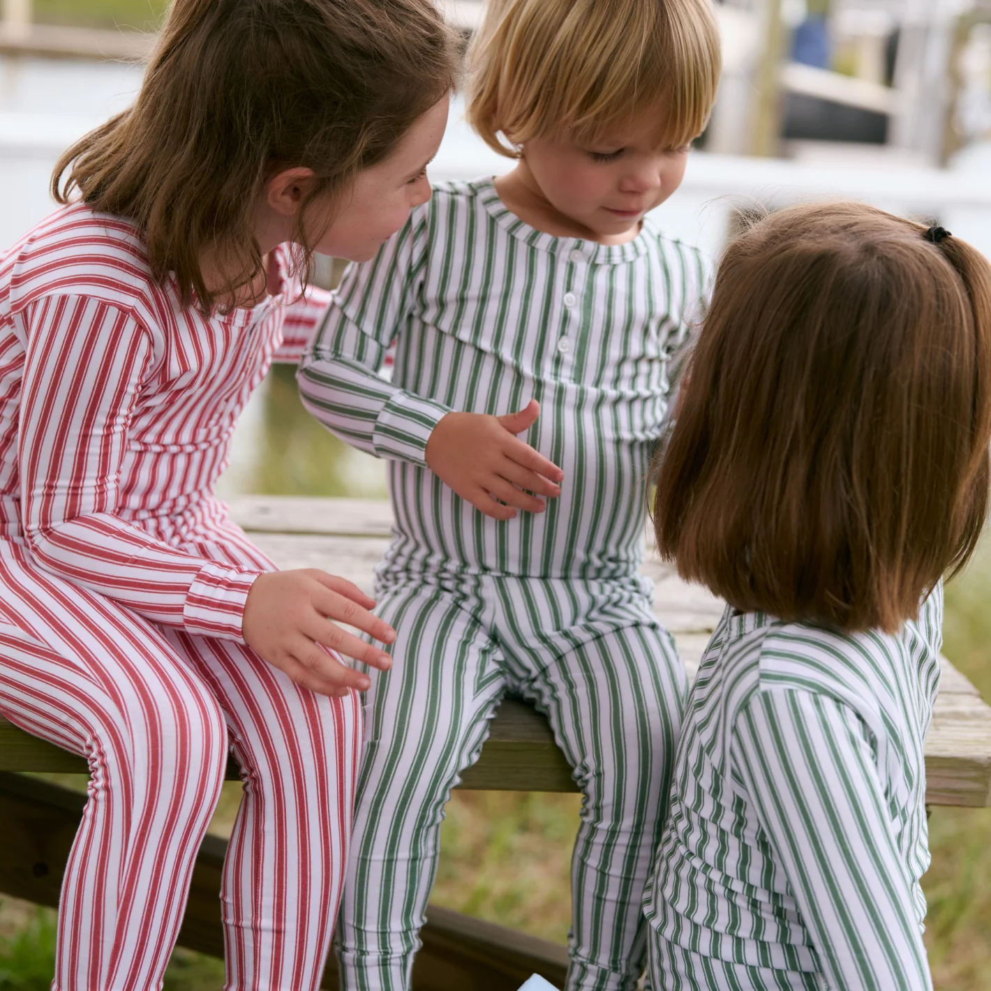 unisex boxwood ticking stripe pima pajamas set - Image 8