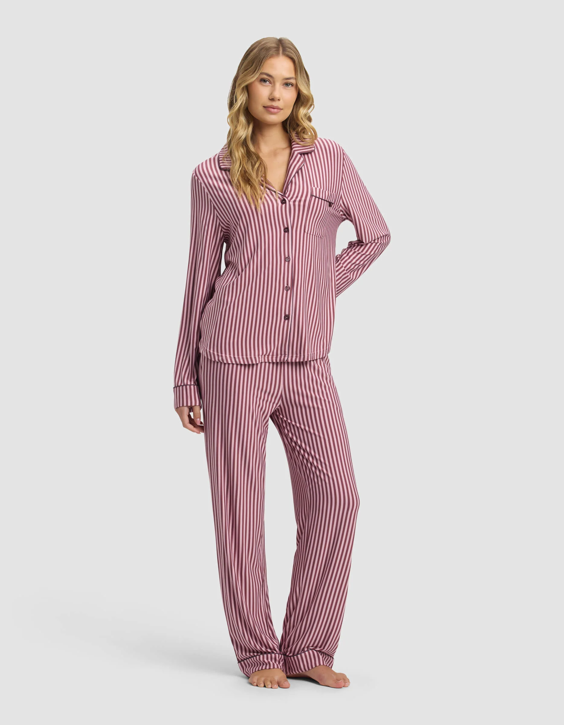 Women's Bamboo Stretch-Knit Long Sleeve Pajama Set - Image 101