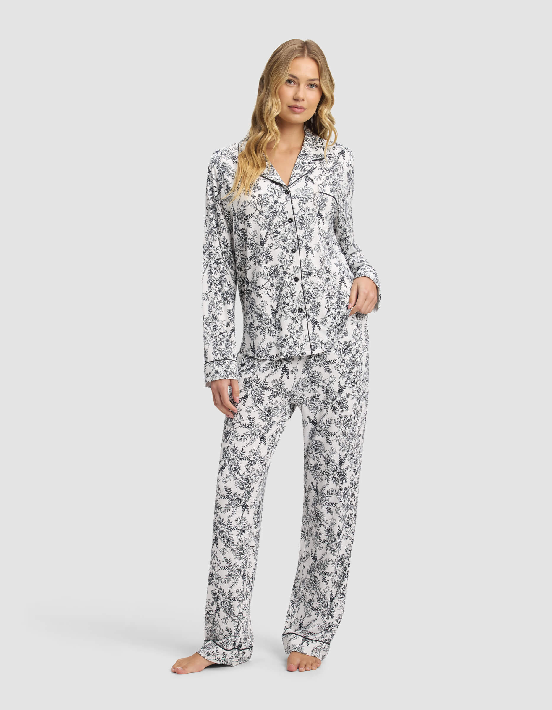 Women's Bamboo Stretch-Knit Long Sleeve Pajama Set - Image 116