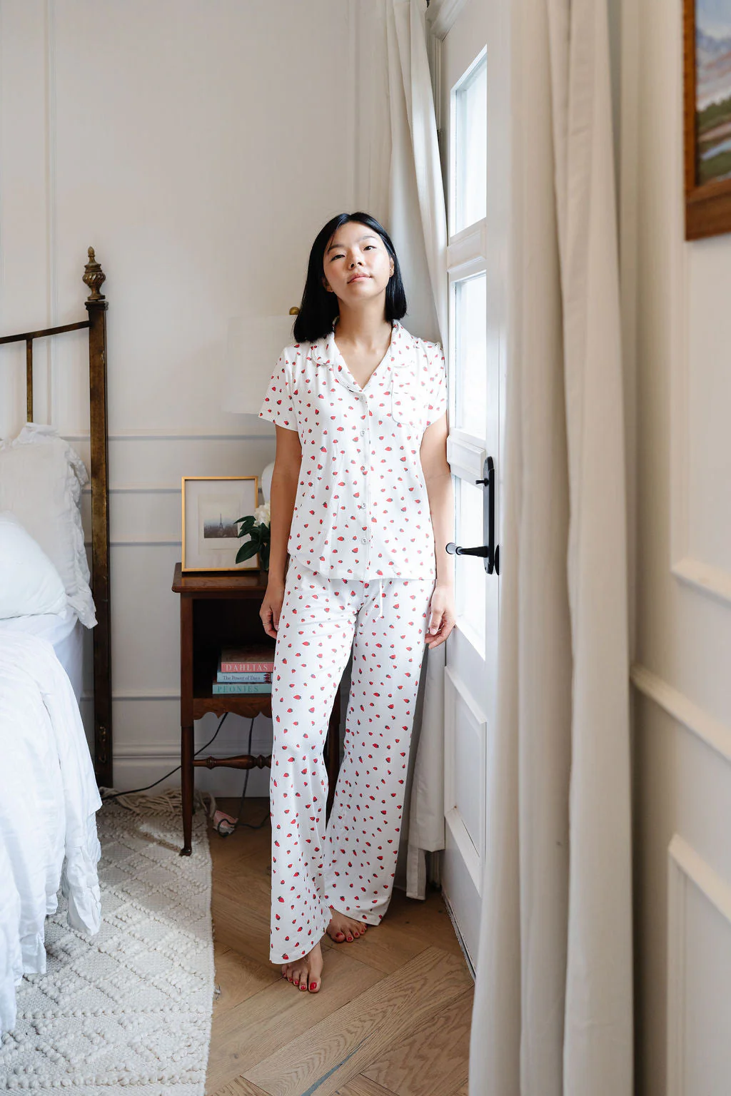 Women's Button Down Set in Strawberries - Image 9