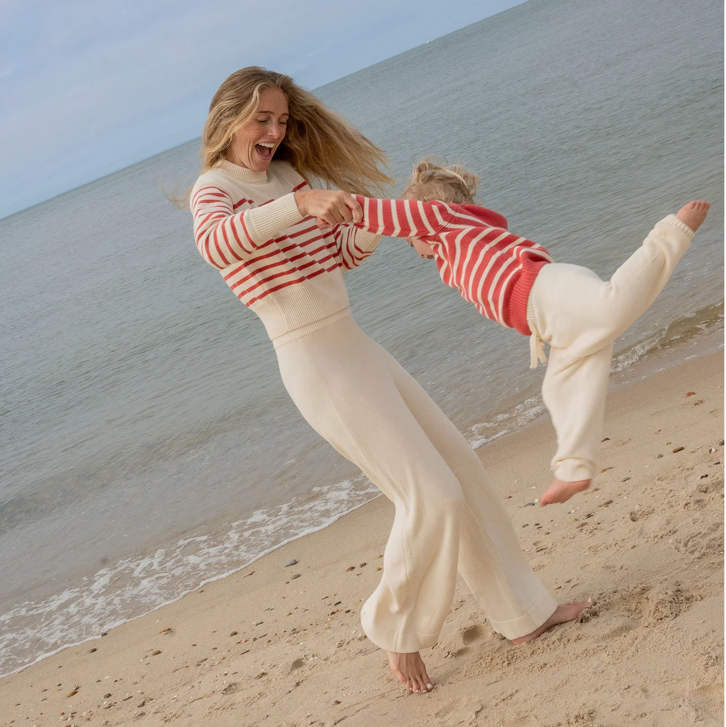 women's cream wide leg knit pant - Image 6